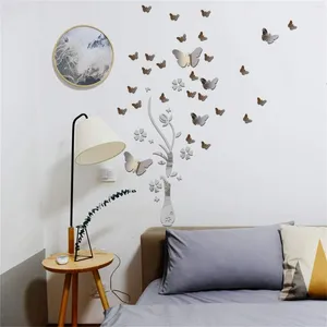 Autocollants muraux combinaison papillon 3d miroir tridimensionnel, décoration de la maison, salon chambre à coucher 2024