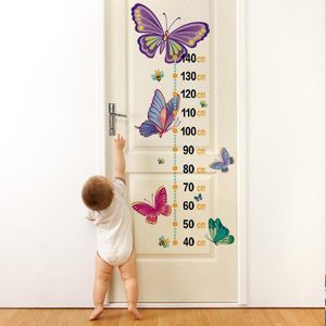 Pegatinas de pared Estampado de mariposas con escala de altura para sala de estar Dormitorio Decoración de jardín de infantes