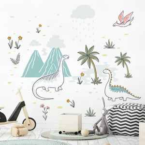 Stickers Muraux Dessin Animé Prisme Dinosaure Nuage Arbre Bleu Maternelle Sticker Amovible Vinyle Papier Peint Sticker Mural Salle De Jeux Pour Enfants Décoration De La Maison 230714