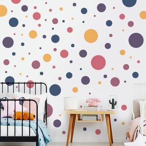 Pegatinas de pared Color Burdeos círculo adhesivo creativo accesorios de decoración del hogar para sala de estar niña dormitorio decoración princesa