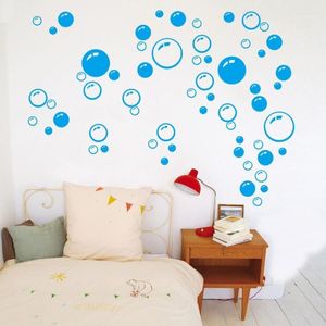 Pegatinas de pared burbujas lindas azul rosa negro baño ducha cocina arte calcomanías extraíble impermeable DIY niños baño hogar Decor1