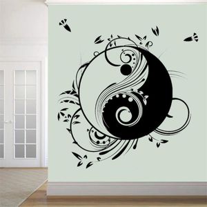 Autocollants muraux peintures murales Yin Yang Zen philosophie ARABESQUES asiatique salon chambre maison décorer papier peint DW6424