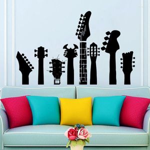 Autocollants muraux divers cou de guitare, étiquette de touche, décoration murale pour chambre de garçons adolescents AY1029