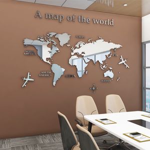 Stickers muraux Type européen carte du monde 3D acrylique autocollant mural autocollant cristal miroir visage décalcomanie pour bureau canapé TV fond décoration murale décalcomanie 230410