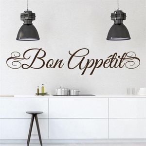 Autocollants muraux français bon apetite citations peintures murales amovibles de cuisine amovible décalage décoration affiche dw6767