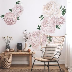 Pegatinas de pared Funlife, decoración de flores de color rosa claro grande, diseño autoadhesivo para dormitorio y sala de estar