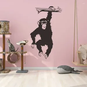 Autocollants muraux drôle de singe décalage pépinière pour enfants chambre dessin animé jungle forêt branche animale section autocollant décoration de chambre à coucher