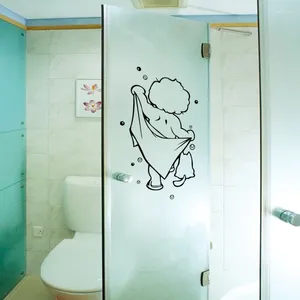 Autocollants muraux porte de douche en verre enfants salle de bain mignonne étanche amovible bébé décoratif art wal