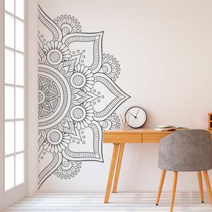 Stickers muraux Moitié Mandala Art Stickers Decal Boho Décor Bohème Tête De Lit Yoga Studio Vinyle MT40 230615