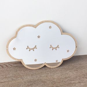 Autocollants muraux ins nordique en bois nuage nuage de crème glacée étoiles chat chats enfants acrylique décoratif miroir décoration de maison outil miroir d'art