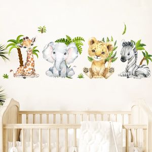 Stickers muraux Animaux de la jungle Arbre pour enfants Chambres d'enfants Garçons Chambre de bébé Chambre Décoration Pépinière Papier peint Girafe Éléphant 230822