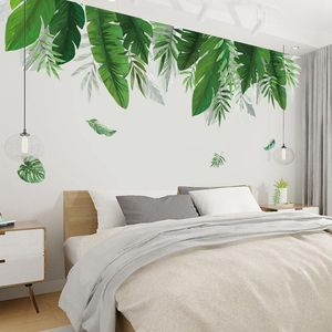 Pegatinas de pared Jungle Green Leaves Sticker Decoración Sala de estar Restaurante Seaside Plant Swallow Art Mural