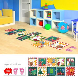 Autocollants muraux enfants autocollant de sol joyeux noël numéros grille enfants sol maternelle marelle jeu décorations maison