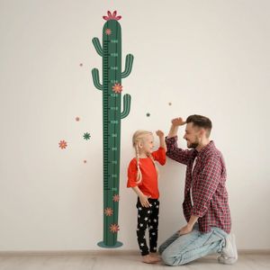 Stickers muraux Grand tableau de croissance de cactus pour enfants Mesurer la hauteur Enfants Règle Chambre d'enfant Décor Art Garçons Filles 231211