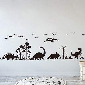 Grand dinosaure animal forêt arbre oiseau autocollant chambre salon jurassique parc dino décalcomanie pépinière décor peintures murales B516 230822