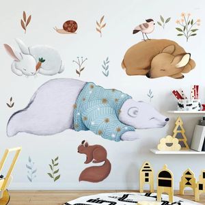 Autocollants muraux grand ours polaire écureuil animaux pour enfants chambre de bébé décalcomanies Ins Art peintures murales décor à la maison 55 90 cm