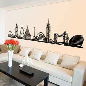 Pegatinas de pared gran Skyline de Londres Reino Unido ciudad calcomanía sala de estar sofá urbano Skrimes pegatina sala de juegos decoración del hogar