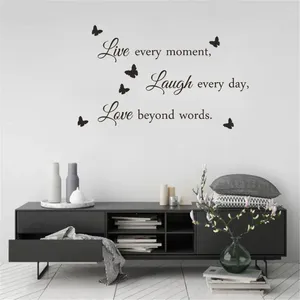 Autocollants muraux Live Laugh Love, étiquette de citation, décoration de maison pour salon chambre à coucher, Art Mural révocable DW7227