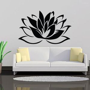 Autocollants muraux fleur de Lotus amovible, autocollant d'art de Yoga, signe Oum Om, Design Mural de chambre à coucher AY541