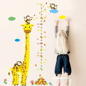 Pegatinas de pared MAMALOOK, dibujos animados de animales de la selva, mono, jirafa, medida de altura para niños, pegatina para habitación, decoración del hogar