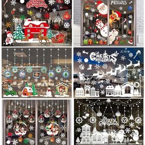 Autocollants muraux joyeux noël autocollants de fenêtre Santa Claus décorations de fenêtre murale de Noël pour la maison Happy Year Autocollant amovible 221025