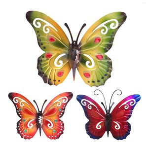 Pegatinas de pared Metal 3D mariposa Animal arte artesanías de hierro decoración del hogar escultura colgante sala de estar dormitorio ornamento 2023