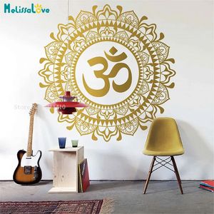 Pegatinas de pared Om Mandala Flor Tatuajes de pared Meditación Vinilo Decoración del hogar indio Yoga Om Namaste Oficina Estudio Decoración Boho Art Murales YT4956 231020