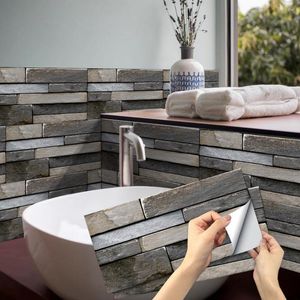 Pegatinas de pared, mosaico Retro, azulejo de ladrillo para baño, papel tapiz de cocina, pegatina autoadhesiva impermeable, decoración del hogar, calcomanía DIY para baño