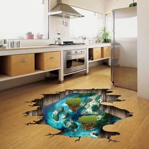 Autocollants muraux ciel mer île paysage sol pour la décoration de la maison vue 3d Art Mural bricolage enfants chambre décalcomanies affiches en Pvc