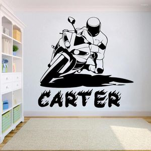 Pegatinas de pared pegatina para Motorcross Art Kids Custom Your Name Decal Wild Home Decor Sports Teens Room HY681