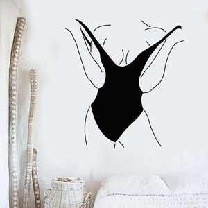 Adesivos de parede maiô sexy mulher decoração do quarto corpo modelo nu decalques mural removível papel de parede somente adulto P935