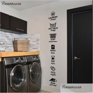 Stickers muraux The Res of Laundry Decals Tag Autocollants Motif Wash Dry Fold Iron Room Vinyle Mur Citation Autocollant Decal Ly07 201201 Drop D Dhap9