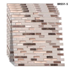 Pegatinas de pared Vividtiles 30.5x30.5cm 3D Peel and Stick Mosaic Tiles Autoadhesivo Impermeable Papel de vinilo resistente al calor -5 Hojas 230225