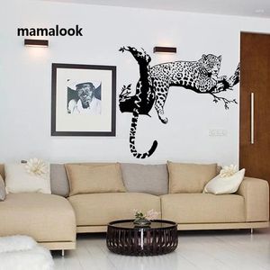 Pegatinas de pared salvaje grande leopardo animal pegatina tigre calcomanía arte mural decoración del hogar color negro