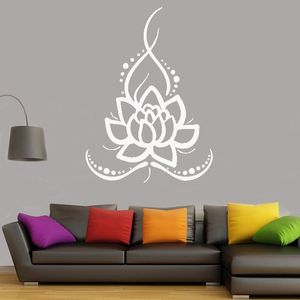 Pegatinas de pared, calcomanías de adorno de Yoga, pegatina de flor de loto bohemia, decoración bohemia del hogar para sala de estar, dormitorio, calcomanía, Mural G742