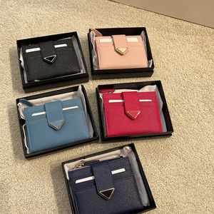 Cartera Embrague Mini bolso Monedero Monedero Carteras cortas Grano Cuero de vaca Triángulo Signo Hombres Mujeres Bolsos Titular de la tarjeta interna Fashio 774 s