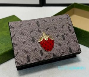 Portefeuille sac à main femmes portefeuille portefeuilles nouveau à la mode et polyvalent classique double lettre motif fraise sac à main