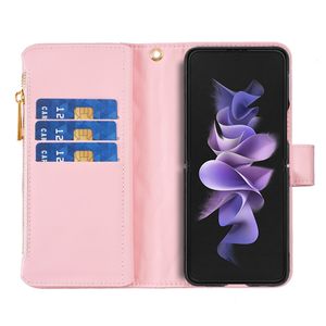 Portefeuille petit parfum Flip Zipper Le cuir Étui pour Samsung Galaxy Z Fold5 Z Fold4 Z Fold3 5G COUVERCE MAGNÉTIQUE MAGNATIQUE Z Fold 5 4 3