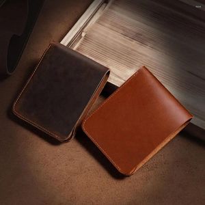 Portefeuilles Brown Hommes Sacs à main Facile à nettoyer Slim 6 Card Slots Titulaire Durable Véritable Cuir Money Clip Portefeuille en plein air