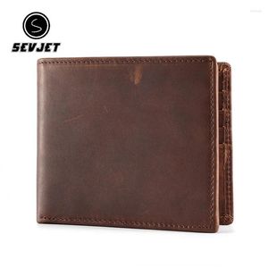 Carteras de cuero genuino para hombre, monedero corto plegable con Clip para dinero, monedero Vintage para hombre, bolsos de mano pequeños para efectivo JYY975