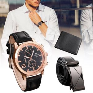 Billeteras para hombre, reloj, billetera, cinturón, regalo para hombre, para el día del padre, cumpleaños, 3 unids/set, papá, novio, cuarzo informal, SAL99