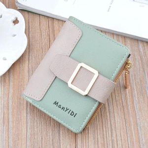 Portefeuilles Mini portefeuille mode femme porte-carte fermeture éclair porte-monnaie PU étui en cuir sac d'argent dames petite pochette fille sacs