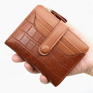 Portefeuilles Court Porte-monnaie Fermoir Fermer Anti Vol Faux Crocodile Cuir Pour Hommes Femme Poche Sac Grande Capacité Porte-Carte Attache Portefeuille