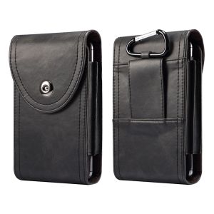 Portefeuilles deux poches portefeuille de portefeuille en cuir Business en cuir pour iPhone 14 13 12 Samsung S22 S21 Universal Mobile Souch Belt Holster Hook