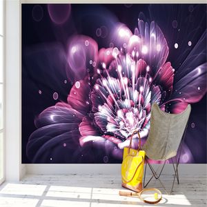 Fond d'écran pour salon Couleur moderne Abstrait Art Lily Flowlity Glitter Cafe Bar KTV Wall Mural Fonds d'écran