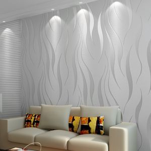Fondos de pantalla 10M Mejoras para el hogar Gama alta Lujo 3D Wave Flocado Papel tapiz Rollos para sala de estar Revestimiento de paredes Decoración 7 colores al por mayor L220927