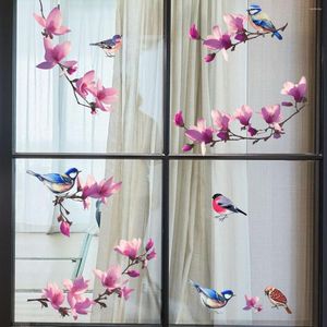 Fonds d'écran 30 60cm branche oiseau fleur stickers muraux maison décorative fenêtre en verre chambre cuisine papier peint ct3025