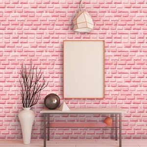 Fonds d'écran 3d Pink Brick Wallpaper autocollants Souces filles chambre chambre à coucher roule