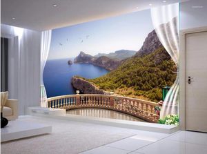 Fonds d'écran 3D Room Wallpaper Custom Po Mural Balcony Coast Landscape Picture Decor Painting Wall For Walls 3 D