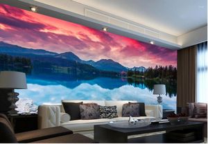 Fondos de pantalla Papel tapiz 3d Naturaleza Escénica Montaña Lago Po Configuración de TV personalizada Pared de sala de estar Sofá